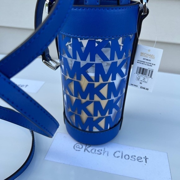 Michael Kors Water Bottle Crossbody Holder MK Giftable Electric Blue - Picture 5 of 10